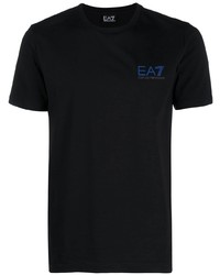 schwarzes T-Shirt mit einem Rundhalsausschnitt von Ea7 Emporio Armani