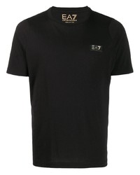 schwarzes T-Shirt mit einem Rundhalsausschnitt von Ea7 Emporio Armani