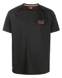 schwarzes T-Shirt mit einem Rundhalsausschnitt von Ea7 Emporio Armani