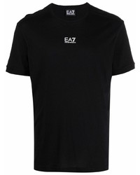 schwarzes T-Shirt mit einem Rundhalsausschnitt von Ea7 Emporio Armani