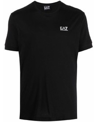 schwarzes T-Shirt mit einem Rundhalsausschnitt von Ea7 Emporio Armani