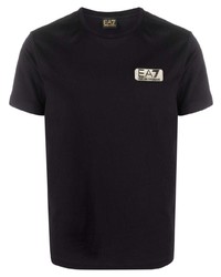 schwarzes T-Shirt mit einem Rundhalsausschnitt von Ea7 Emporio Armani