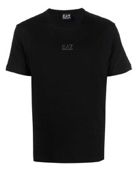 schwarzes T-Shirt mit einem Rundhalsausschnitt von Ea7 Emporio Armani