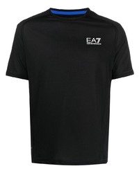 schwarzes T-Shirt mit einem Rundhalsausschnitt von Ea7 Emporio Armani