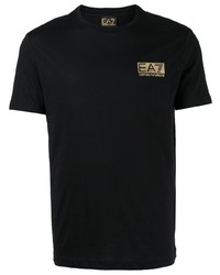 schwarzes T-Shirt mit einem Rundhalsausschnitt von Ea7 Emporio Armani