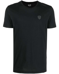 schwarzes T-Shirt mit einem Rundhalsausschnitt von Ea7 Emporio Armani