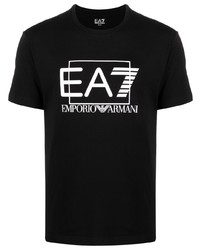 schwarzes T-Shirt mit einem Rundhalsausschnitt von Ea7 Emporio Armani