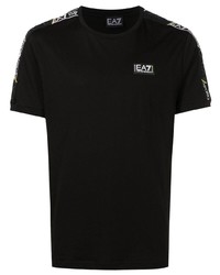 schwarzes T-Shirt mit einem Rundhalsausschnitt von Ea7 Emporio Armani