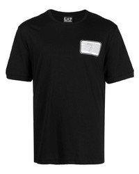 schwarzes T-Shirt mit einem Rundhalsausschnitt von Ea7 Emporio Armani