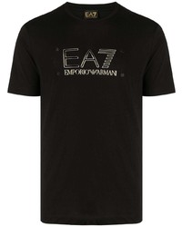 schwarzes T-Shirt mit einem Rundhalsausschnitt von Ea7 Emporio Armani