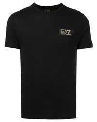 schwarzes T-Shirt mit einem Rundhalsausschnitt von Ea7 Emporio Armani