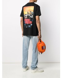 schwarzes T-Shirt mit einem Rundhalsausschnitt von Marcelo Burlon County of Milan