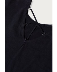 schwarzes T-Shirt mit einem Rundhalsausschnitt von edc by Esprit
