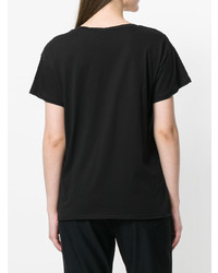 schwarzes T-Shirt mit einem Rundhalsausschnitt von Ann Demeulemeester