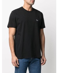 schwarzes T-Shirt mit einem Rundhalsausschnitt von MAISON KITSUNÉ