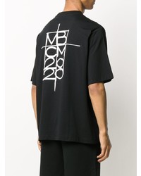 schwarzes T-Shirt mit einem Rundhalsausschnitt von Marcelo Burlon County of Milan