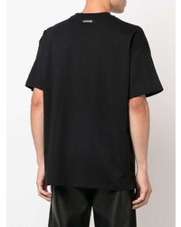schwarzes T-Shirt mit einem Rundhalsausschnitt von Roberto Cavalli