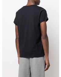 schwarzes T-Shirt mit einem Rundhalsausschnitt von Maison Labiche