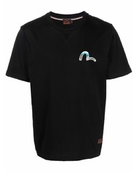 schwarzes T-Shirt mit einem Rundhalsausschnitt von Evisu