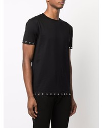 schwarzes T-Shirt mit einem Rundhalsausschnitt von Les Hommes