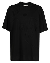 schwarzes T-Shirt mit einem Rundhalsausschnitt von Feng Chen Wang