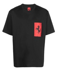 schwarzes T-Shirt mit einem Rundhalsausschnitt von Ferrari