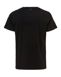 schwarzes T-Shirt mit einem Rundhalsausschnitt von FIRST