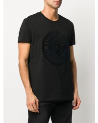 schwarzes T-Shirt mit einem Rundhalsausschnitt von Balmain