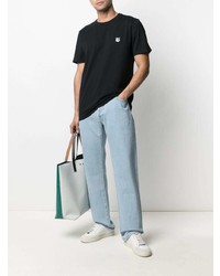 schwarzes T-Shirt mit einem Rundhalsausschnitt von MAISON KITSUNÉ