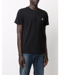 schwarzes T-Shirt mit einem Rundhalsausschnitt von MAISON KITSUNÉ