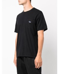 schwarzes T-Shirt mit einem Rundhalsausschnitt von MAISON KITSUNÉ