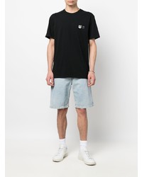 schwarzes T-Shirt mit einem Rundhalsausschnitt von MAISON KITSUNÉ