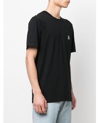 schwarzes T-Shirt mit einem Rundhalsausschnitt von MAISON KITSUNÉ