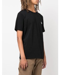 schwarzes T-Shirt mit einem Rundhalsausschnitt von MAISON KITSUNÉ