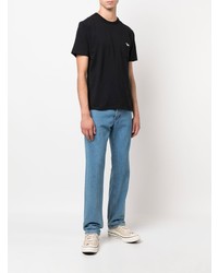 schwarzes T-Shirt mit einem Rundhalsausschnitt von MAISON KITSUNÉ