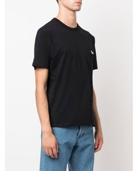 schwarzes T-Shirt mit einem Rundhalsausschnitt von MAISON KITSUNÉ