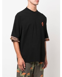 schwarzes T-Shirt mit einem Rundhalsausschnitt von Marcelo Burlon County of Milan