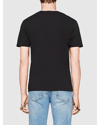 schwarzes T-Shirt mit einem Rundhalsausschnitt von Gucci