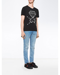 schwarzes T-Shirt mit einem Rundhalsausschnitt von Gucci