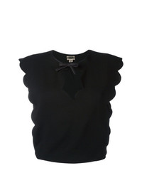 schwarzes T-Shirt mit einem Rundhalsausschnitt von Giambattista Valli