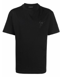 schwarzes T-Shirt mit einem Rundhalsausschnitt von Giuseppe Zanotti