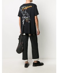 schwarzes T-Shirt mit einem Rundhalsausschnitt von Greg Lauren