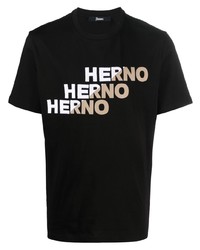 schwarzes T-Shirt mit einem Rundhalsausschnitt von Herno