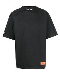 schwarzes T-Shirt mit einem Rundhalsausschnitt von Heron Preston