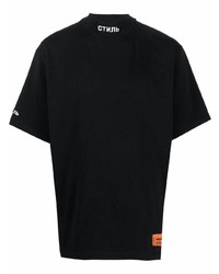 schwarzes T-Shirt mit einem Rundhalsausschnitt von Heron Preston