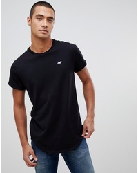 schwarzes T-Shirt mit einem Rundhalsausschnitt von Hollister