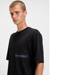 schwarzes T-Shirt mit einem Rundhalsausschnitt von HUGO Blue