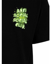 schwarzes T-Shirt mit einem Rundhalsausschnitt von Anti Social Social Club