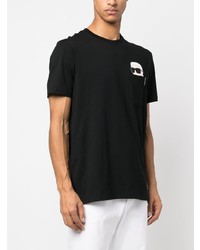 schwarzes T-Shirt mit einem Rundhalsausschnitt von Karl Lagerfeld