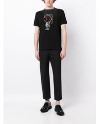 schwarzes T-Shirt mit einem Rundhalsausschnitt von Karl Lagerfeld